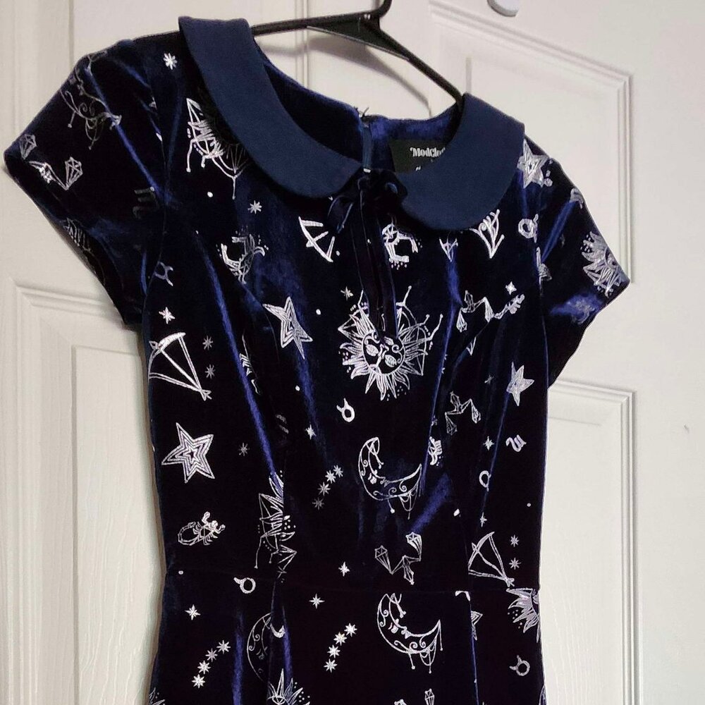 Modcloth x Collectif Zodiac Velvet Skater Dress